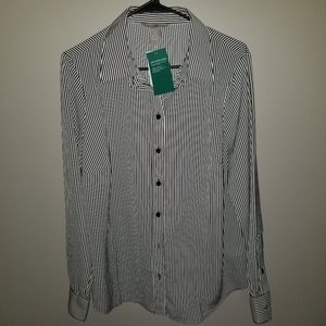 NWT Black and white  striped womens button up